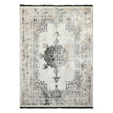 5x7 Cream, Charcoal, Gray Color Machine Made 100% Bamboo Silk Traditional Oriental Rug