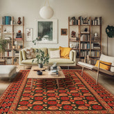 6x9 Green, Rose, Charcoal Color Hand Knotted Wool Traditional Oriental Rug