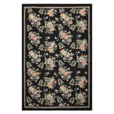 6x9 Charcoal, Mint, Rose Color Hand Woven Portugese Needlepoint Wool Traditional Oriental Rug
