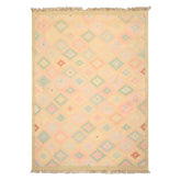 6x9 Peach, Blush, Aqua Color Hand Woven Kilim Wool Southwestern Oriental Rug