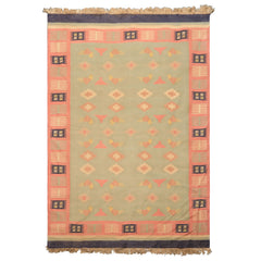 6x9 Mint, Rose, Blue Color Hand Woven Kilim Wool Southwestern Oriental Rug
