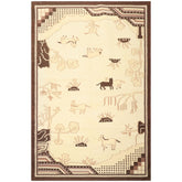 6x9 Ivory, Chocolate, Taupe Color Hand Woven Kilim Wool Traditional Oriental Rug