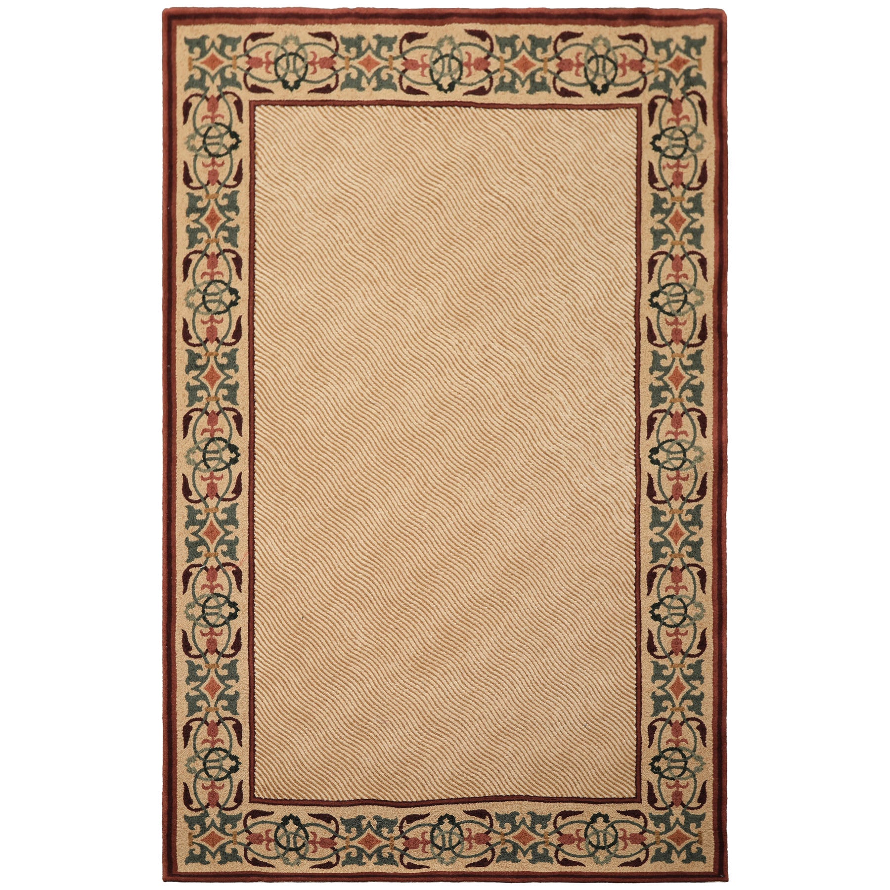 5x8 Beige, Rust, Chocolate Color Machine Made Wool Transitional Oriental Rug