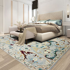 Multi Size Mint Gray Ivory Color Hand Knotted Oushak Wool Oriental Rug