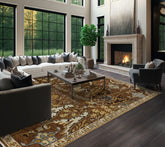 Mocha Ivory 9x12 Oushak Arts & Crafts Hand Knotted Wool Oriental Area Rug
