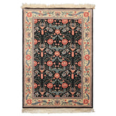4x6 Black, Ivory, Aqua Color Hand Knotted French Aubusson Savonnerie Wool Traditional Oriental Rug