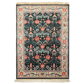 4x6 Emerald, Ivory, Rose Color Hand Knotted French Aubusson Savonnerie Wool Traditional Oriental Rug