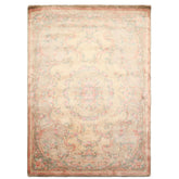 5x7 Beige, Rose, Brown Color Hand Knotted French Aubusson Savonnerie New Zealand Wool Traditional Oriental Rug