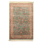 4x6 Green, Ivory, Rust Color Hand Knotted Kashan New Zealand Wool Traditional Oriental Rug