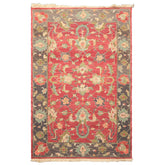 4x6 Wine, Gray, Aqua Color Hand Knotted Soumak Wool Traditional Oriental Rug