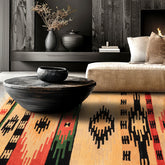 4x6 Beige, Faded Peach, Black Color Hand Knotted Tibetan Wool Oriental Rug