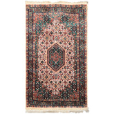3x5 Ivory, Turquoise, Red Color Hand Knotted Indo Bidjar Wool Traditional Oriental Rug