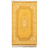 4x6 Gold, Cream, Mustard Color Hand Knotted French Aubusson Savonnerie Wool Traditional Oriental Rug