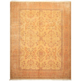 9x12 Beige, Blush, Gray Color Hand Knotted Oushak Wool Traditional Oriental Rug