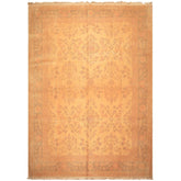 9x12 Beige, Celadon, Light Peach Color Hand Knotted Oushak Wool Traditional Oriental Rug