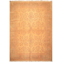 9x12 Beige, Celadon, Light Peach Color Hand Knotted Oushak Wool Traditional Oriental Rug