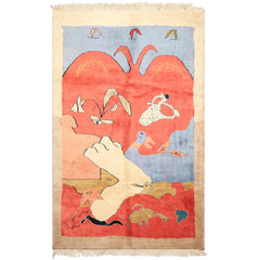 6x9 Coral, Ivory, Gold Color Hand Knotted Gabbeh Wool Modern & Contemporary Oriental Rug