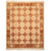8x10 Beige, Brown, Olive Color Hand Knotted Tibetan Wool Oriental Rug