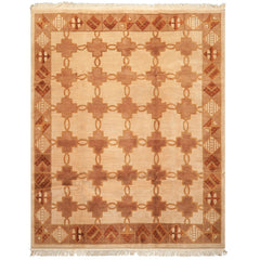 8x10 Beige, Brown, Olive Color Hand Knotted Tibetan Wool Oriental Rug