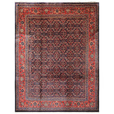 10x14 Navy, Coral, Blue Color Hand Knotted Bidjar Wool Traditional Oriental Rug