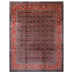10x14 Navy, Coral, Blue Color Hand Knotted Bidjar Wool Traditional Oriental Rug