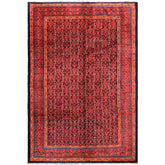 7x10 Navy, Coral, Aqua Color Hand Knotted Mahal Sarouk Wool Traditional Oriental Rug