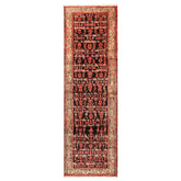 3x12 Charcoal, Ivory, Coral Color Hand Knotted Birjand Wool Traditional Oriental Rug