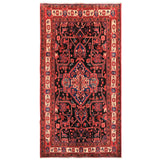 Runner Black, Red, Ivory Color Hand Knotted Heriz Wool Traditional Oriental Rug