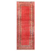 Runner Coral, Ivory, Aqua Color Hand Knotted Kurdish Bidjar Herati Wool Traditional Oriental Rug
