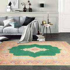 9x12 Green, Ivory, Rose Color Hand Knotted Kerman Wool Traditioal Oriental Rug
