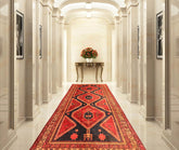 Runner Rust, Charcoal, Rose Color Hand Knotted Bakshaish Wool Traditional Oriental Rug