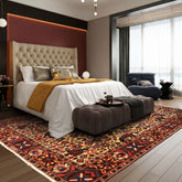 7x10 Ivory, Chocolate, Navy Color Hand Knotted Char Mahal Bhaktiari Wool Traditional Oriental Rug