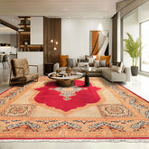 9x12 Ruby Red, Aqua, Navy Color Hand Knotted Kerman Wool Traditional Oriental Rug
