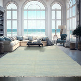 9x12 Ivory, Aqua, Color Hand Knotted Tibetan Wool & Silk Modern & Contemporary Oriental Rug