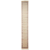 Runner Ivory, Rose, Blue Color Hand Knotted Kashan Wool Traditional Oriental Rug