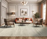 Tone on Tone Faded Seafoam 8'7''x11'9'' Premium Tibetan Modern Contemporary Tibetano Designer Hand Knotted Wool Pure Silk Oriental Area Rug