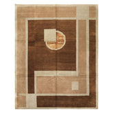 8x10 Brown, Taupe, Seafoam Color Hand Knotted Tibetan Wool & Pure Silk Oriental Rug