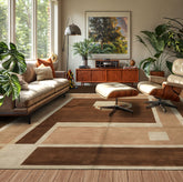 Brown Taupe 8x10 Premium Tibetan Art Deco Tibetano Designer Hand Knotted Wool Pure Silk Oriental Area Rug