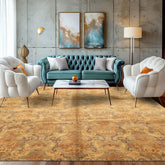 Brown Gold 7'11''x9'9'' Indo Tibetan Transitional Hand Knotted Wool Oriental Area Rug