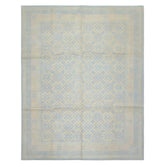 8x10 Blue, Ivory, Seafoam Color Hand Knotted Tibetan Wool Transitional Oriental Rug