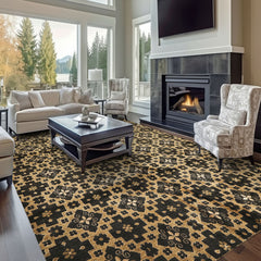 8x10 Tan, Charcoal, Color Hand Knotted Tibetan Wool Transitional Oriental Rug