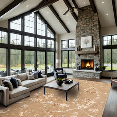 8x11 Beige, Tan, Ivory Color Hand Knotted Tibetan Wool & Bamboo Silk Transitional Oriental Rug