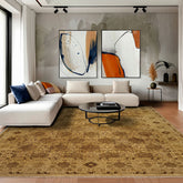 9x12 Light Gold, Tan, Brown Color Hand Knotted Agra Wool Transitional Oriental Rug