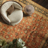 8x10 Rust, Black, Sage Color Hand Knotted Sarouk New Zealand Wool Traditional Oriental Rug