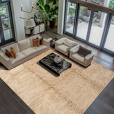 8x10 Beige, Tan, Color Hand Knotted Tibetan Wool & Bamboo Silk Transitional Oriental Rug
