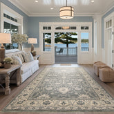 6x9 Gray, Ivory, Color Hand Knotted Oushak Wool Traditional Oriental Rug