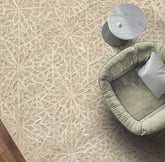 5x8 Tone on Tone Beige, , Color Hand Loomed Tibetan Wool & Bamboo Silk Transitional Oriental Rug