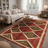 5x8 Burnt Orange, Beige, Charcoal Color Hand Knotted Wool Modern & Contemporary Oriental Rug