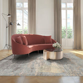 5x8 Aqua, Gray, Beige Color Hand Knotted Sherpa Wool & Bamboo Silk Modern & Contemporary Oriental Rug
