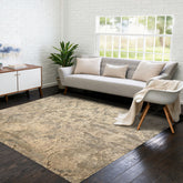 8' Square Beige, Gray, Taupe Color Hand Knotted Tibetan Wool Transitional Oriental Rug